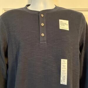 Sonoma Men's Navy Long Sleeve Henley Knit Shirt w 3 Button Neckline - Size S NWT